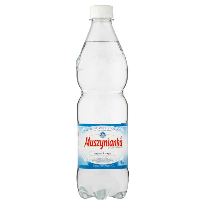 Muszynianka plus Naturalna woda mineralna wysokozmineralizowana średnionasycona CO2 0,6 l