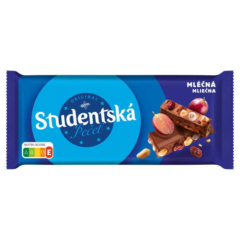 Orion Studentská Czekolada mleczna z orzeszkami ziemnymi żelkami i rodzynkami 170 gi 170 g